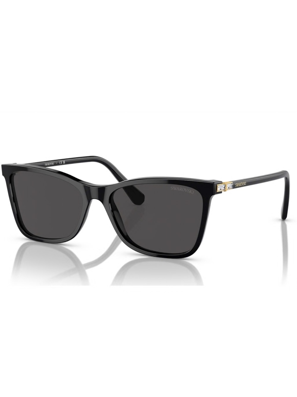 Swarovski Black Cat-Eye Sunglasses with Gold Accent